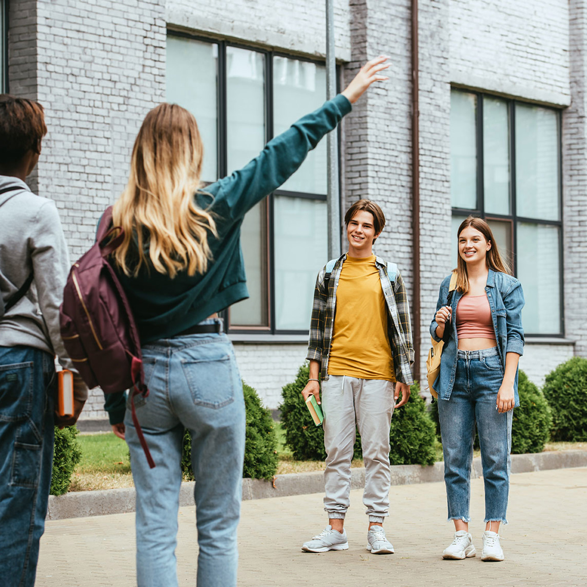 42823867 Selective Focus Of Multicultural Teenage Friends Smiling